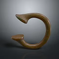 Ancient Bronze Artifact With Curved Ring Shape And Two Protruding Ends 3d model