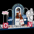 Decorative Beer Display With LOVE Letters Arch Cute Figures And Valentine Elements