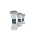Elegant White Ceramic Vases With Blue Brushstroke Decoration In Various Sizes