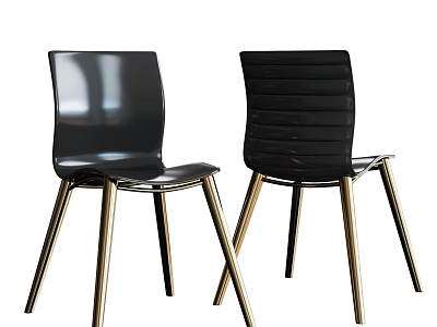 Modern Black Leisure Chairs With Sleek Design And Gold Metal Legs 3d model