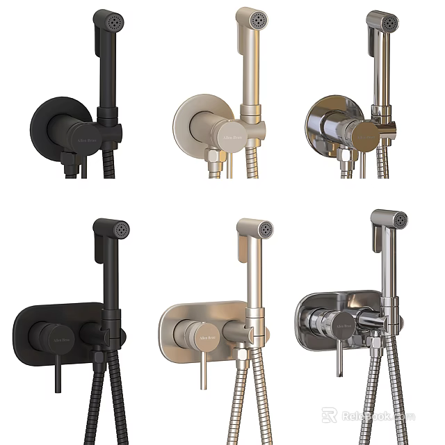 Modern Shower Faucet Set Featuring Multiple Styles In Black Gold And Silver Finishes 3d model 