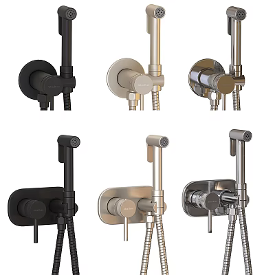 Modern Shower Faucet Set Featuring Multiple Styles In Black Gold And Silver Finishes 3d model