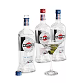 Martini Bianco Spirit Bottles With Olive Garnished Cocktail Glass For Serving Drinks