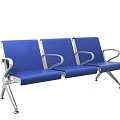 Comfortable Blue Three Seater Public Chair With Sturdy Metal Frame And Armrests