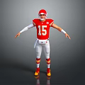 Man In Red Football Jersey Number 15 With Red Helmet White Pants Arms Outstretched