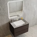 Modern Bathroom Vanity With Marble Countertop Wall Mounted Cabinet And Mirror