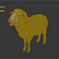 Realistic Sheep 3D Model With Detailed Fur Texture Standing on Dark Background