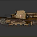 Vintage Military Tank Brown Tracked Vehicle With Italian Flag Emblem Cannon Headlights And Detailed Design