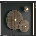 Modern Circular Wall Lamps With Perforated Mesh Design On Dark Wall Surface 3d model