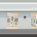 Clothing Store Interior With White Sofa Round Table Green Plant Wooden Doors And Display Shelves