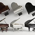 Elegant Grand And Upright Pianos In Brown White Black With Matching Stools