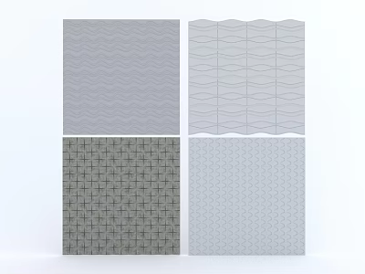 Gray Wall Panels With Various Textured Patterns And Design Samples 3d model