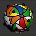 Colorful Geometric Spherical Structures With Multicolored Panels And Black Vertex Details
