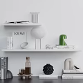 Modern Minimalist Display Shelf With Decorative Objects Books And Sculptures 3d model