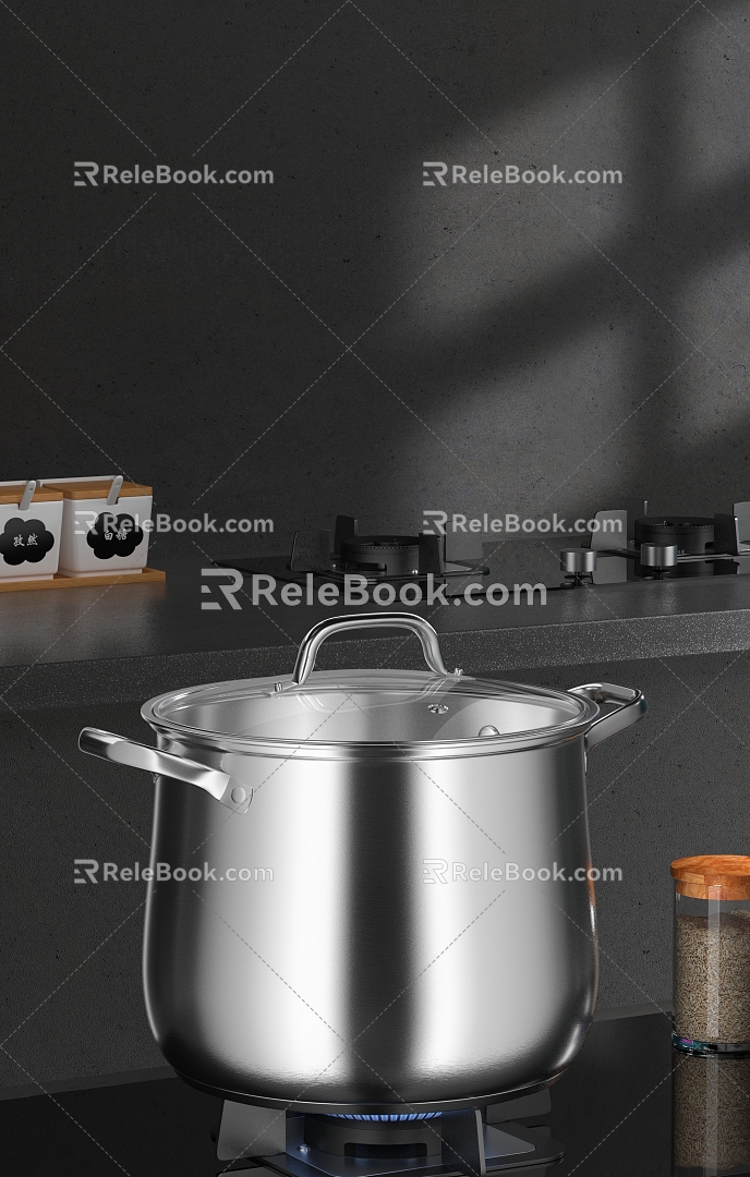 Stainless Steel High Soup Pot Soup Pot 3d model