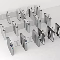 Modern Public Facility Automatic Gates Silver Linear Arrangement With Card Readers