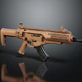 Modern Tactical Rifle with Tan Finish Rail System and Grip Design Features
