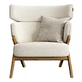 Light Beige Single Sofa With Soft Fabric Cushion And Wooden Frame Modern Design