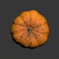 Ripe Fresh Orange Textured Pumpkin on Black Background with Clear Reflection
