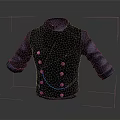 Stylish Black Double Breasted Vest Featuring Blue Sleeves And Chain Detail