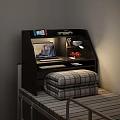 Cozy Bed Desk With Laptop Red Headphones Desk Lamp Game Controller And Toy Car