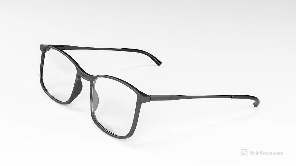 Stylish Square Black Frame Eyeglasses With Clear Lenses For Daily Wear 3d model 