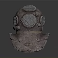 Weapon Style Vintage Diver Helmet With Circular Glass Windows And Metal Bolts