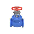 Blue Industrial Valve With Red Handwheel And Flange Connection Structure