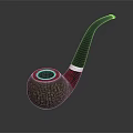 Decorative Pipe Ornament With Green Textured Bowl Red Accent And Black Stem For Home Decor