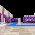 Glamorous Stage Design With Blue Purple Lighting Red Carpet And Steps
