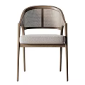 Modern Single Chair With Wooden Frame Armrests Mesh Backrest And Fabric Seat Cushion
