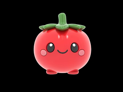Cute Red Tomato Shaped Inflatable Cartoon Toy With Smiling Face And Green Leaves 3d model