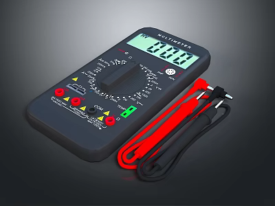High Precision Digital Multimeter With Clear Display Red Black Test Leads And Function Dial 3d model