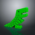Green Dinosaur Building Block Toy Model With Geometric Structure And Smooth Surface 3d model