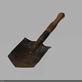 Rusty Old Shovel With Wooden Handle And Weathered Metal Blade