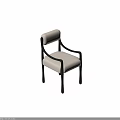 Modern Black Frame Dining Chairs With Beige Upholstered Seat And Armrests 3d model