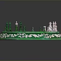 Exquisite Detailed Octagonal Green Chessboard Featuring White Floral Patterns And Colored Pieces