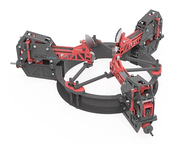 Hardware Tools Mechanical Structure With Red And Black Metal Components And Precision Engineering Design 3d model