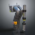 Industrial Metal Pipes Assembly With Yellow Valve Black Straps And Fittings