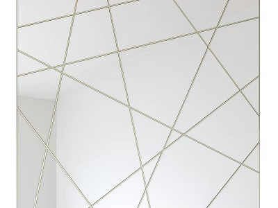 Modern Wall Mirror With Geometric Gold Metal Lines And Decorative Pattern Design Style 3d model