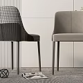 Modern Dining Chairs With Houndstooth Pattern And Light Gray Upholstery Metal Legs 3d model