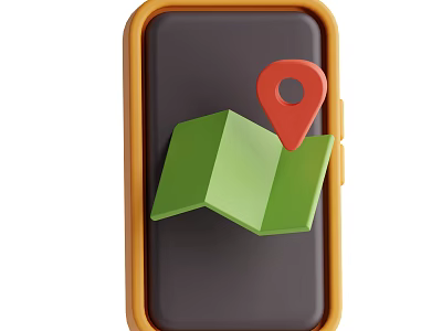 Smart Machine Mobile Phone With Green Map And Red Location Pin On Screen 3d model