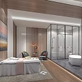 SPA Sauna Modern Interior With Massage Bed Armchairs Glass Shower And Bathtub