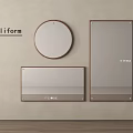 Poliform Modern Three Piece Wall Mirrors Round And Rectangular Design 3d model