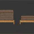 Set of Two Brown Wooden Lounge Chairs With Comfortable Cushioned Seats