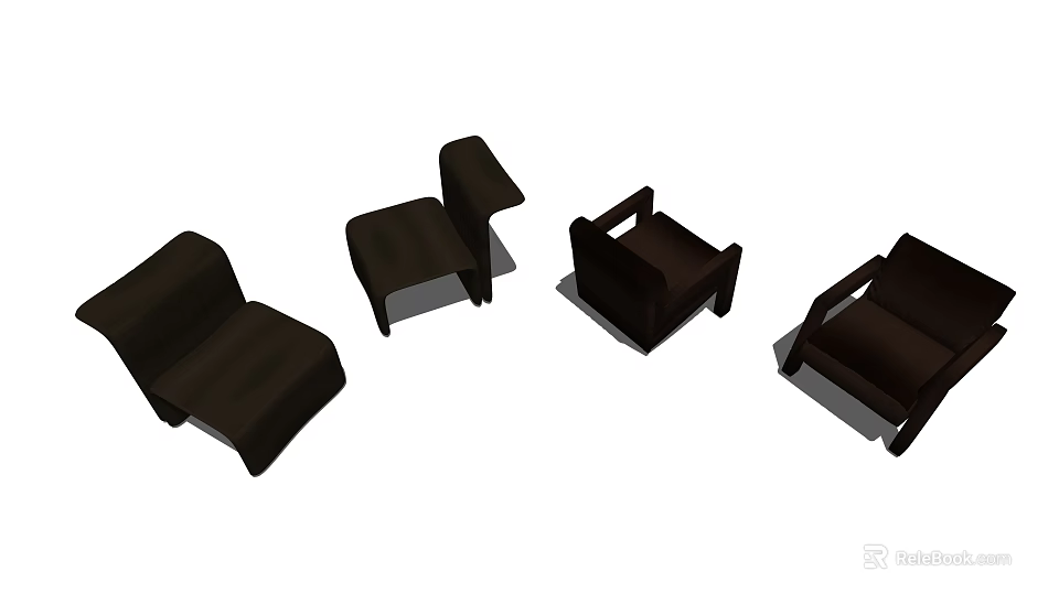 Black Single Sofa in Different Styles for Modern Living Room Interior Decor 3d model