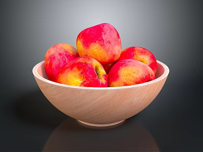 Fresh Ripe Red Yellow Apples in Wooden Bowl on Dark Background 3d model Fresh Ripe Red Yellow Apples in Wooden Bowl on Dark Background 3d model