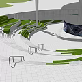 Modern Blue Circular Building With Metal Support Structure And Architectural Design