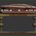 Massage Bed With Red And White Striped Cushions Wooden Frame Metal Legs Detailed View