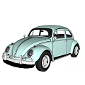 Classic Mint Green Volkswagen Beetle With Vintage Design And Retro Body Lines